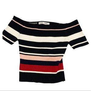 Gab and Kate light weight crop knit striped top